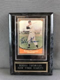 Signed Bobby Thomson New York Giants Baseball Card with Plaque