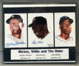 Signed Double Photo with Mickey Mantle and Willie Mays