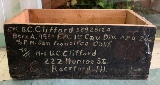 WW1/2 Wood crate with soldier identification