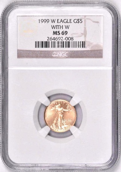 1999 W $5 American Gold Eagle 1/10thoz (NGC) MS69