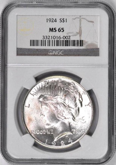 1924 P Peace Silver Dollar (NGC) MS65.