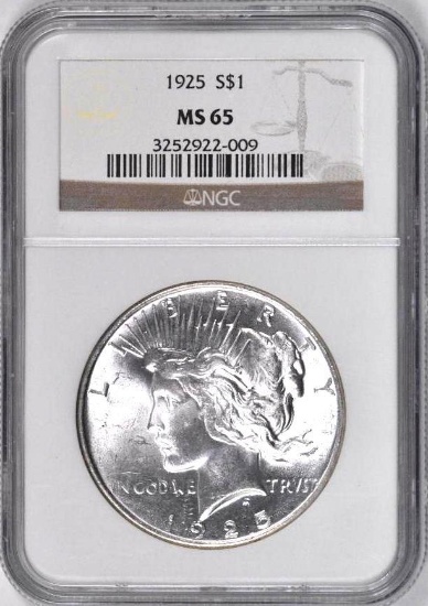 1925 P Peace Silver Dollar (NGC) MS65.