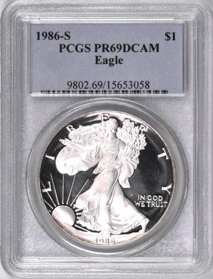 Group of (2) PCGS PR69DCAM American Silver Eagles.