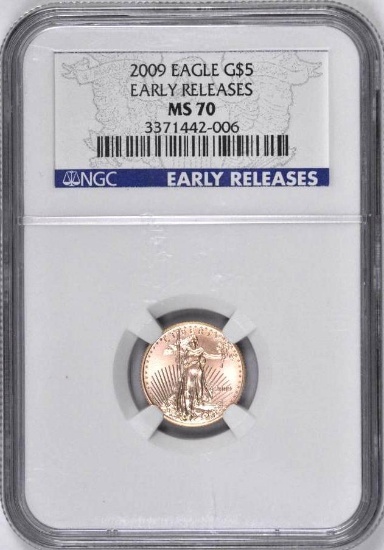 2009 $5 American Gold Eagle 1/10thoz (NGC) MS70 Early Releases.