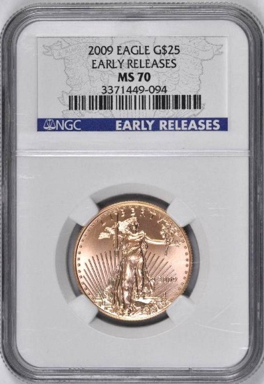 2009 $25 American Gold Eagle 1/2oz (NGC) MS70 Early Releases