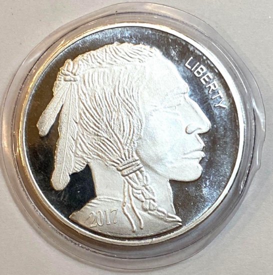 5 oz Native American Buffalo Silver Round