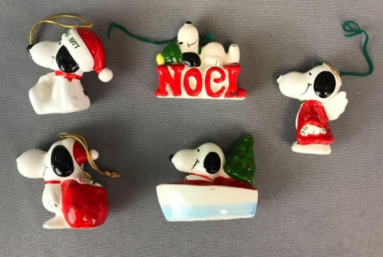 Group of 5 vintage Peanuts Ornaments