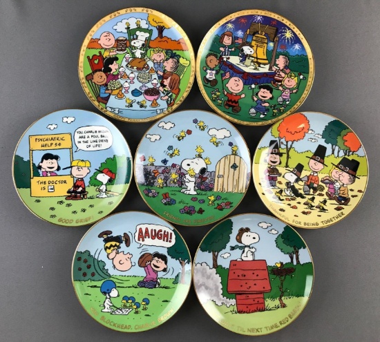 Group of 7 Danbury Mint Peanuts porcelain collector plates