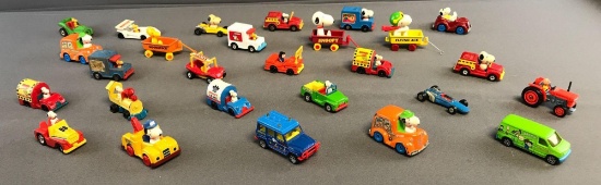 Peanuts Group of 20 Plus Die Cast Cars