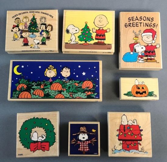 Peanuts Group of 8 Holiday Rubber Stamps