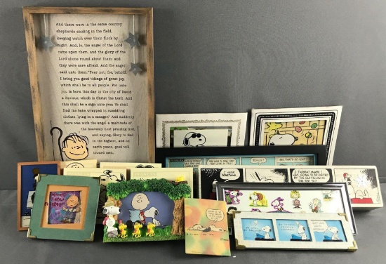 Peanuts Group of 10 Plus Framed Art