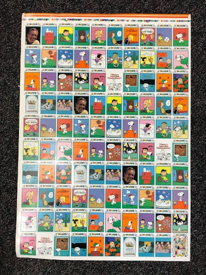 Peanuts Uncut Sheet of Trading Cards