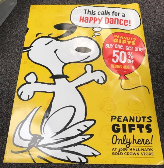 Peanuts Hallmark Gold Crown Window Poster Advertising
