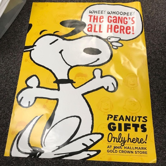 Peanuts Hallmark Gold Crown Window Poster Advertising