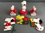 Group of 6 assorted Peanuts Snoopy and Woodstock ornaments/figurine
