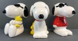 Group of 3 Peanuts Snoopy ceramic coin banks
