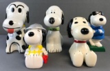 Group of 5 ceramic Peanuts Snoopy coin banks