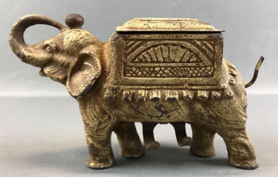 Antique Cast Iron Mechanical Elephant Cigarette Dispenser