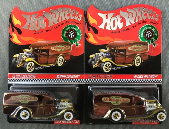 Group of 2 Hot Wheels Red Line Club Exclusive 2012 Holiday Car-Blown Delivery