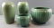 Group of 4 : Moss Green Pottery Vessels