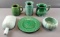 Group of 6 Shades of Green Pottery : Nelson-McCoy, Camark, + others