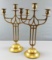 Pair of Arts and Crafts Three-Candle Candelabra