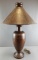 Vintage Hammered Copper Arts and Crafts Table Lamp with Mica Shade