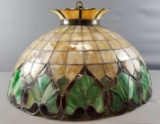 Vintage Stained/Slag Glass Hanging Light Fixture