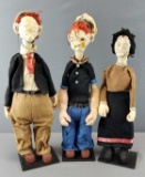 Group of 3 : Vintage (1930s) Handmade Popeye Marionettes