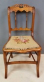 Vintage Wooden Chair with Needlepoint Seat