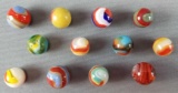 Group of 12 Vintage Glass Marbles Peltier / Akro