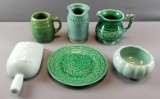 Group of 6 Shades of Green Pottery : Nelson-McCoy, Camark, + others