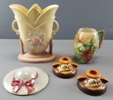 Group of 5 Pottery Items - Hull, Roseville, Belleek