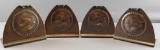 Set of 4 Roycroft Hammered Copper Ship Bookends