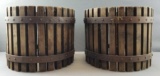 Set of 2 : Vintage Craftsman Wood Slat Planters