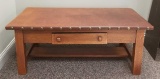 Vintage Arts and Crafts Leather Top Coffee Table