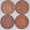 Group of (4) Indian Head Cents