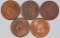 Group of (5) Indian Head Cents