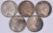 Group of (5) Barber Silver Dimes