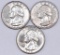 Group of (3) Washington Silver Quarters