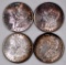Group of (4) 1889 P Morgan Silver Dollars
