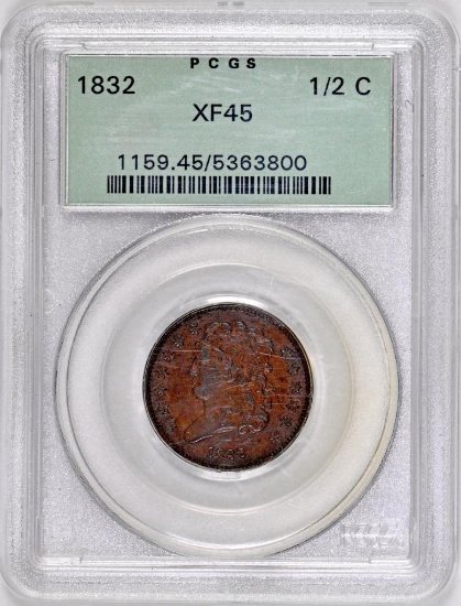 1832 Classic Head Half Cent (PCGS) XF45.