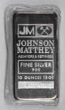 Johnson Matthey 10oz. .999 Fine Silver Ingot / Bar