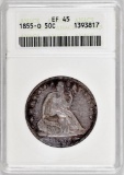 1855 O Arrows Seated Liberty Silver Half Dollar (ANACS) EF45