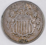 1874 Rays Shield Nickel