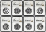 Group of (8) Franklin Silver Half Dollars 1956-1963 all (NGC) PF68