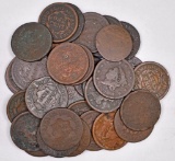 Group of (38) U.S. Large Cents & (1) Half Cent.