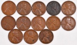 Group of (13) Lincoln Wheat Cents