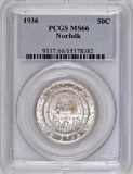 1936 Norfolk Commemorative Silver Half Dollar (PCGS) MS66