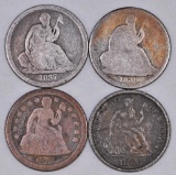 Group of (4) Seated Liberty Silver Dimes